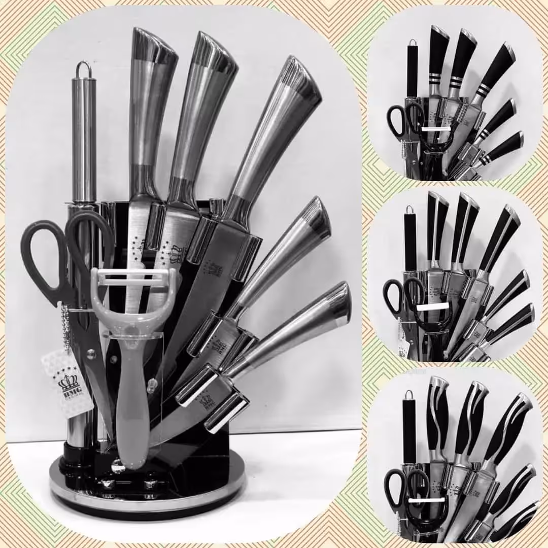 سرویس چاقو ساطور یونیک آلمان  9 پارچه(فقط طرح کامل استیل موجوده)