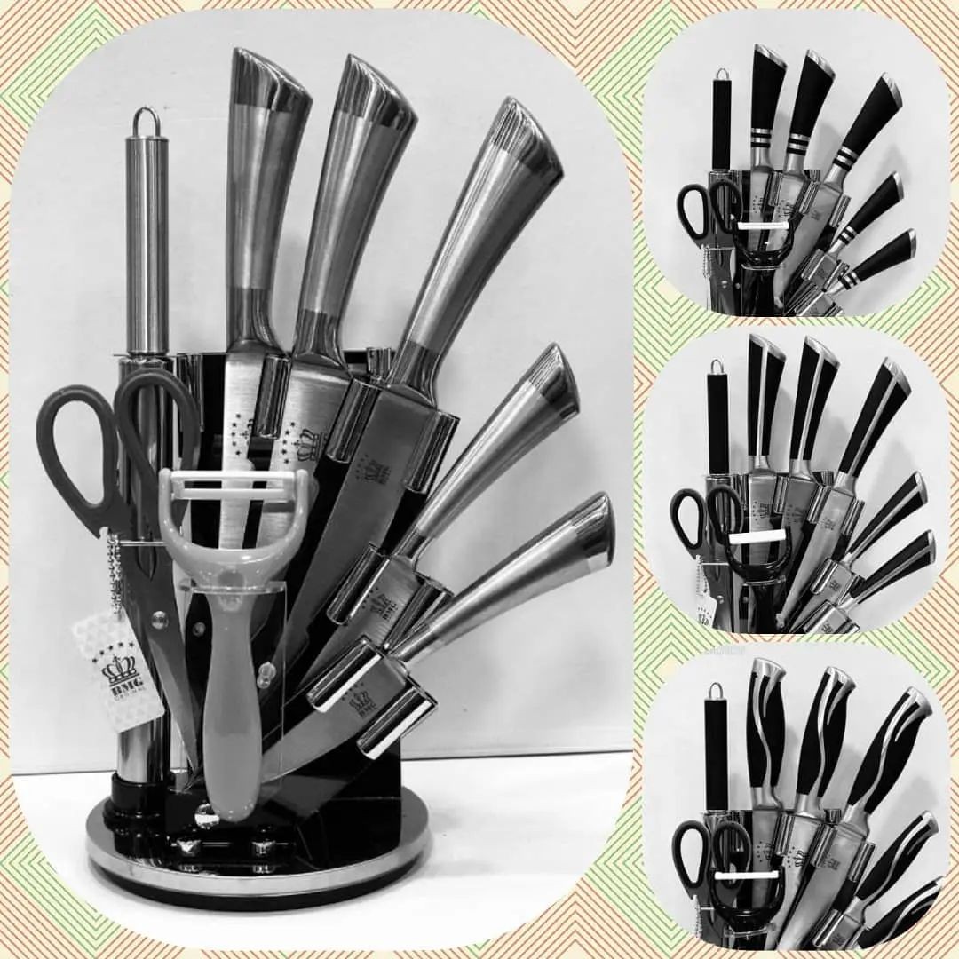 سرویس چاقو ساطور یونیک آلمان 9 پارچه(فقط طرح کامل استیل موجوده)