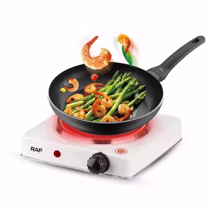 اجاق برقی و مسافرتی RAF راف 1000 وات مدل R-8010a باکیفیت و کفی چدنی موجود در فروشگاه قشمی شاپ Qeshmishop