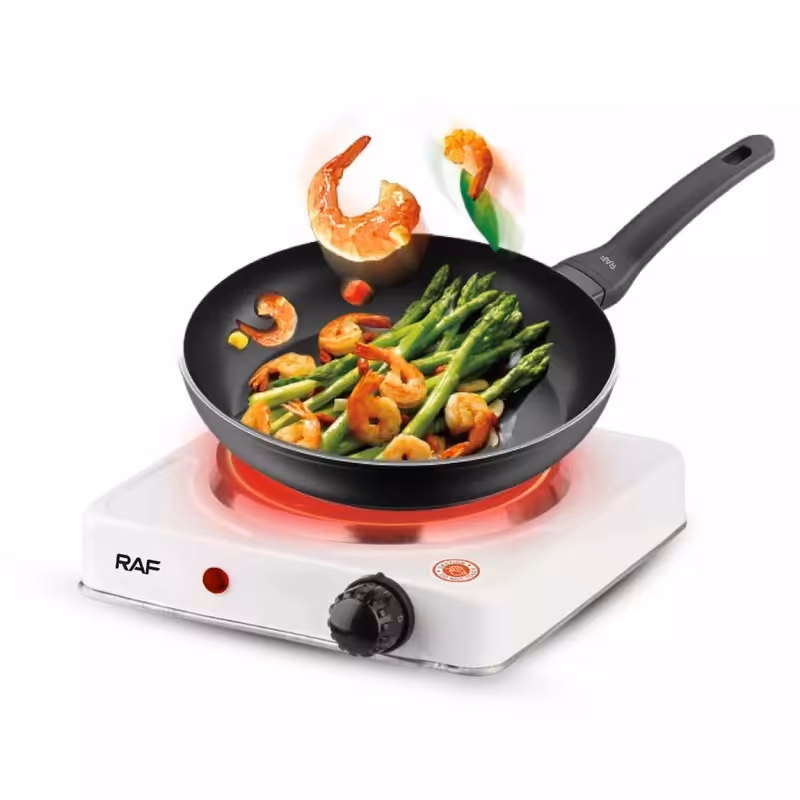 اجاق برقی و مسافرتی RAF راف 1000 وات مدل R-8010a باکیفیت و کفی چدنی موجود در فروشگاه قشمی شاپ Qeshmishop
