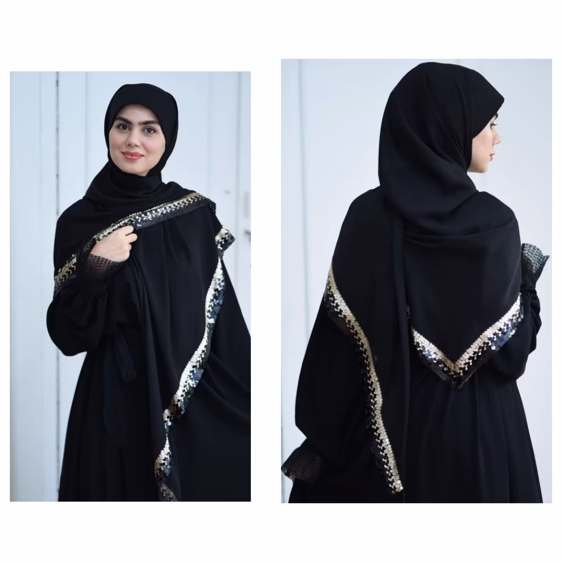 روسری مشکی کرپ حریر  دورپولک