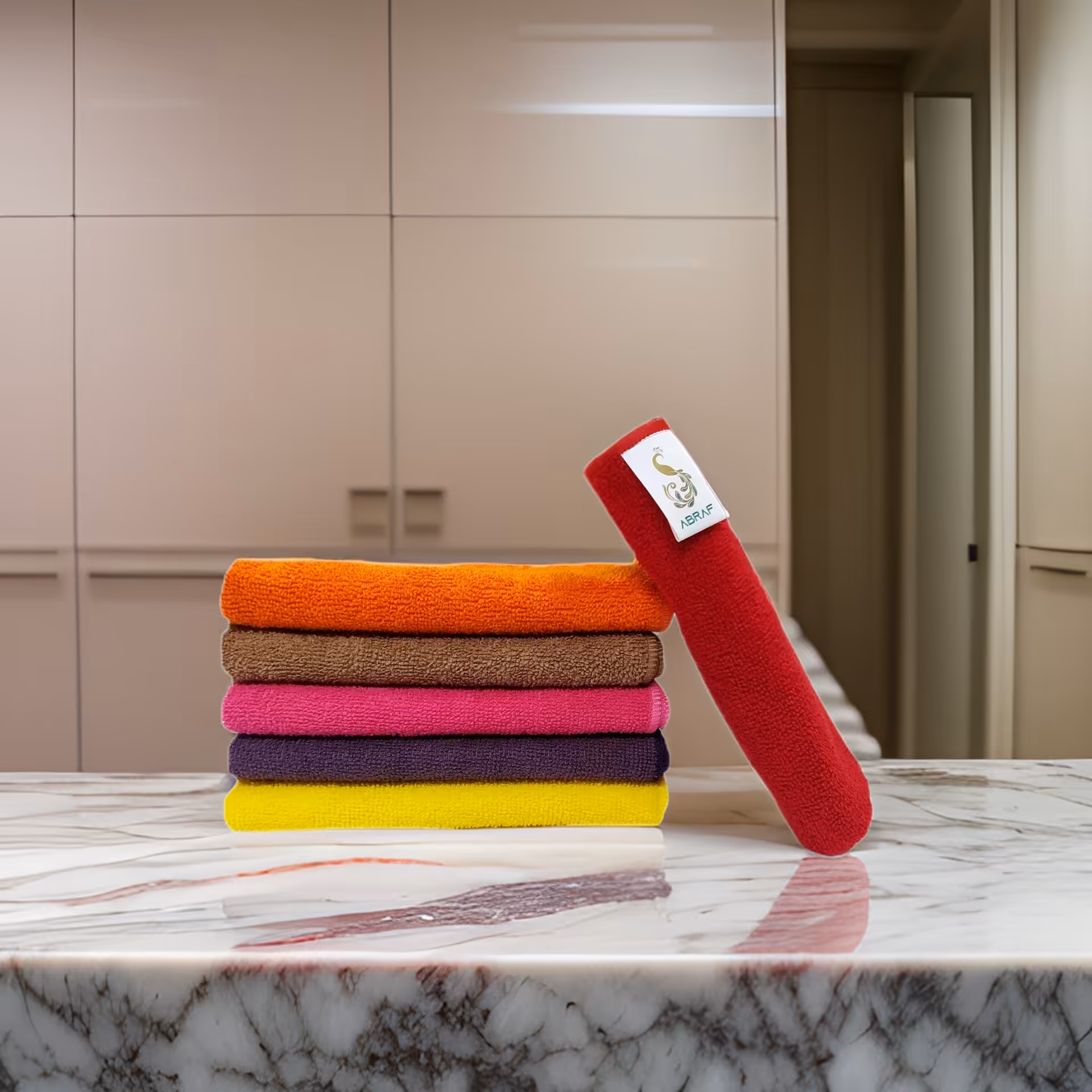 دستمال آشپزخانه میکروفایبر ابراف 40در40 بسته 6عددی مدل AB406