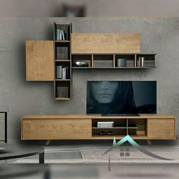 باکس تلویزیون دیواری کتابخانه دار (تی وی وال)