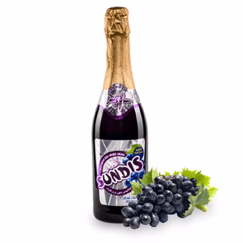 نوشیدنی انگوررمز گازدار شیشه 750cc ساندیس  -پک 6 تایی