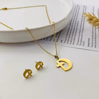 نیم ست استیل طرح صلیب و ماه