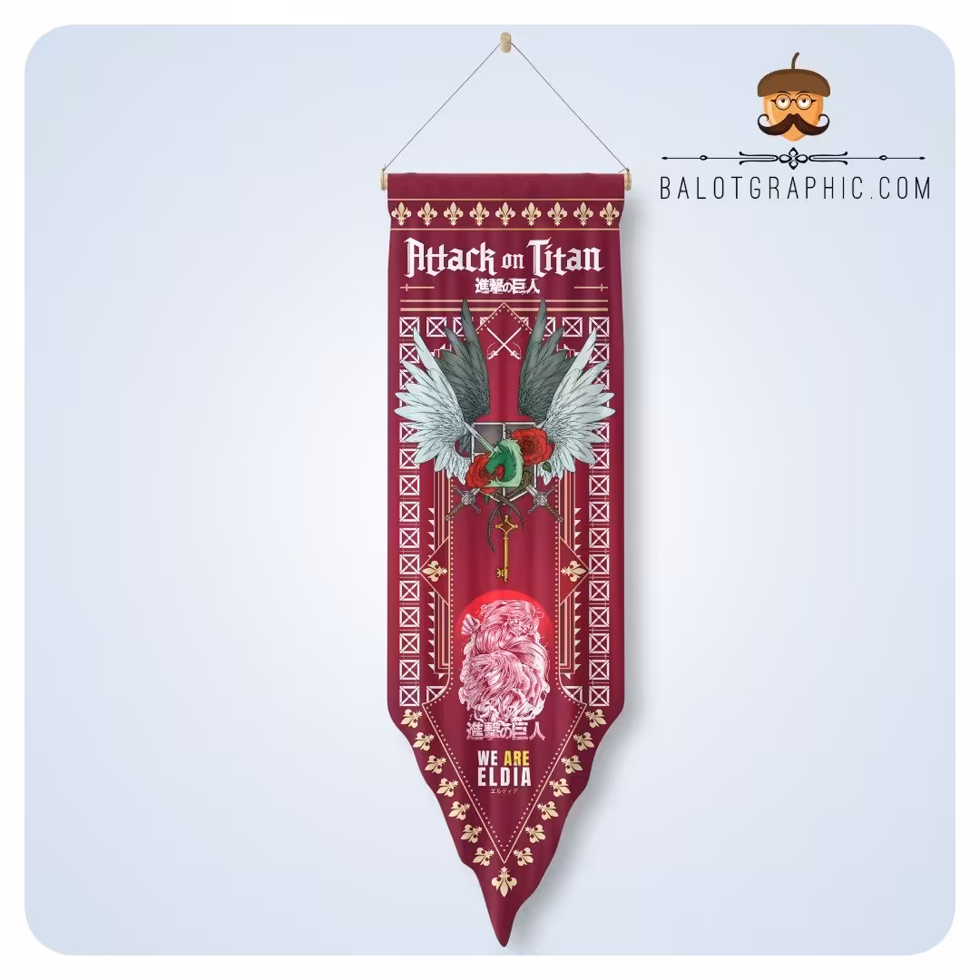 پرچم دیواری طرح اک آن تایتان - attack on titan سایز 100-30 BP001