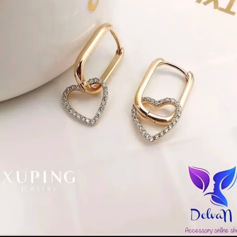 گوشواره قلب نگین دار