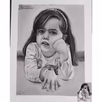 سفارش نقاشی چهره بچه سیاه قلم سایز A3 (بدون قاب)