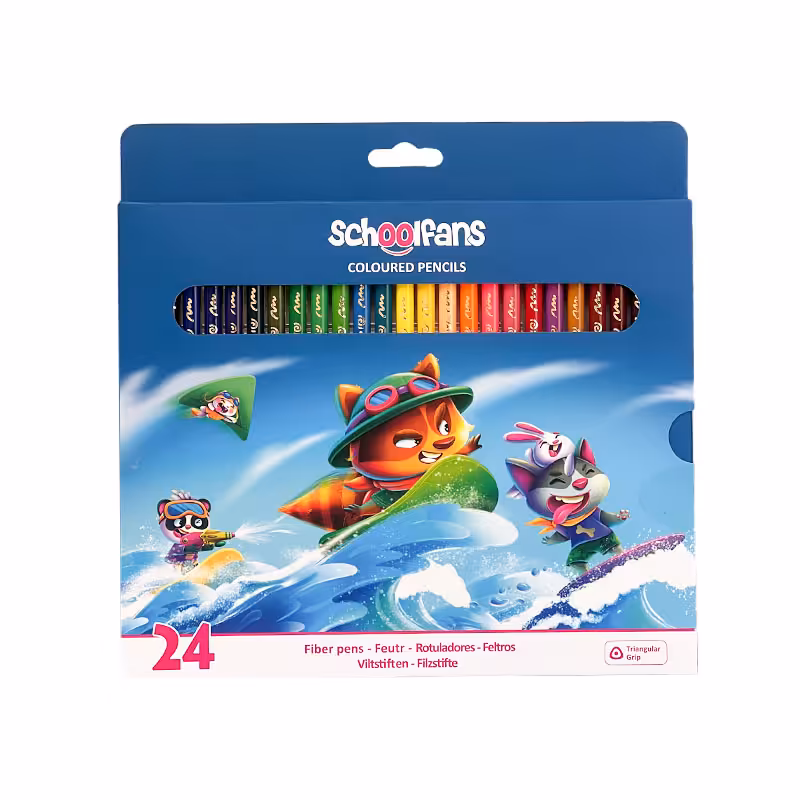 مداد رنگی 24 رنگ جعبه مقوایی اسکول فنس
