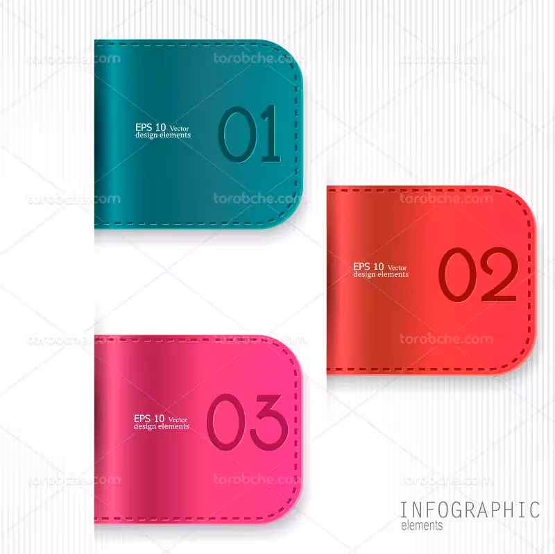 وکتور اینفوگرافیک 3 مرحله ای رنگارنگ | گرافیک با طعم تربچه