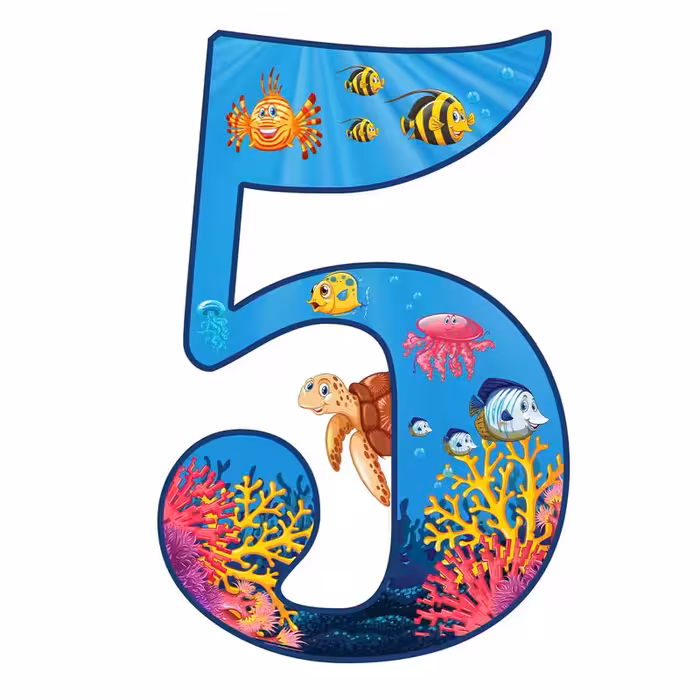 استند رومیزی تولد مدل عدد 5 طرح اقیانوس کد 1158