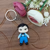 آویز کیف مدرسه پسرانه عروسک جاکلیدی نقره ای سرکلیدی پیکسل خمیری پسر اکسسوری هدیه برای کودکان جاسوئیچی پاستیلی