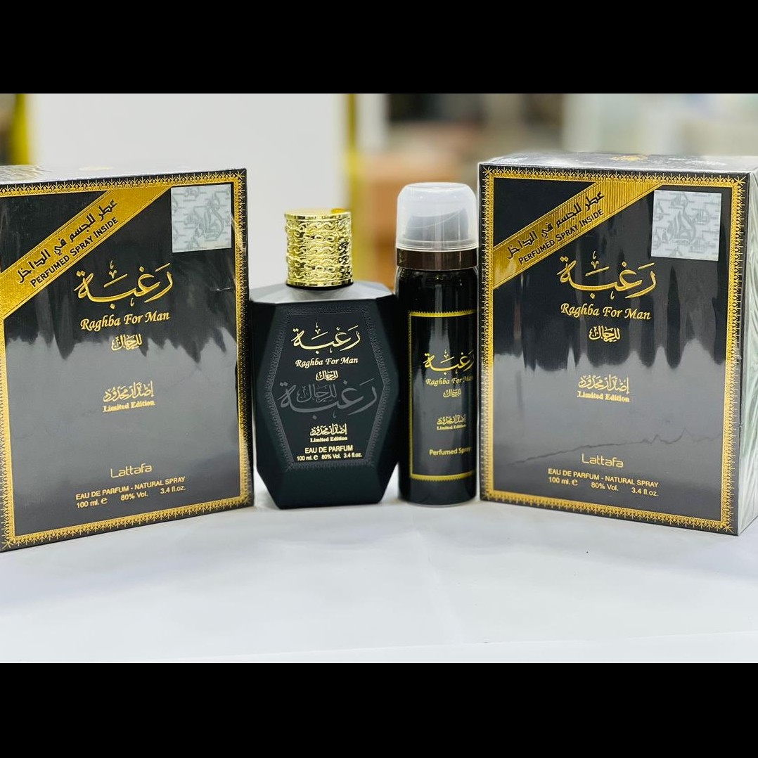 ادکلن رغبه مشکی (For Man) 100 میل.برند لطافه.امارات.دبی.اورجینال