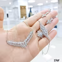 سرویس نقره 925 جواهری روکش اب طلاسفیدضمانتی