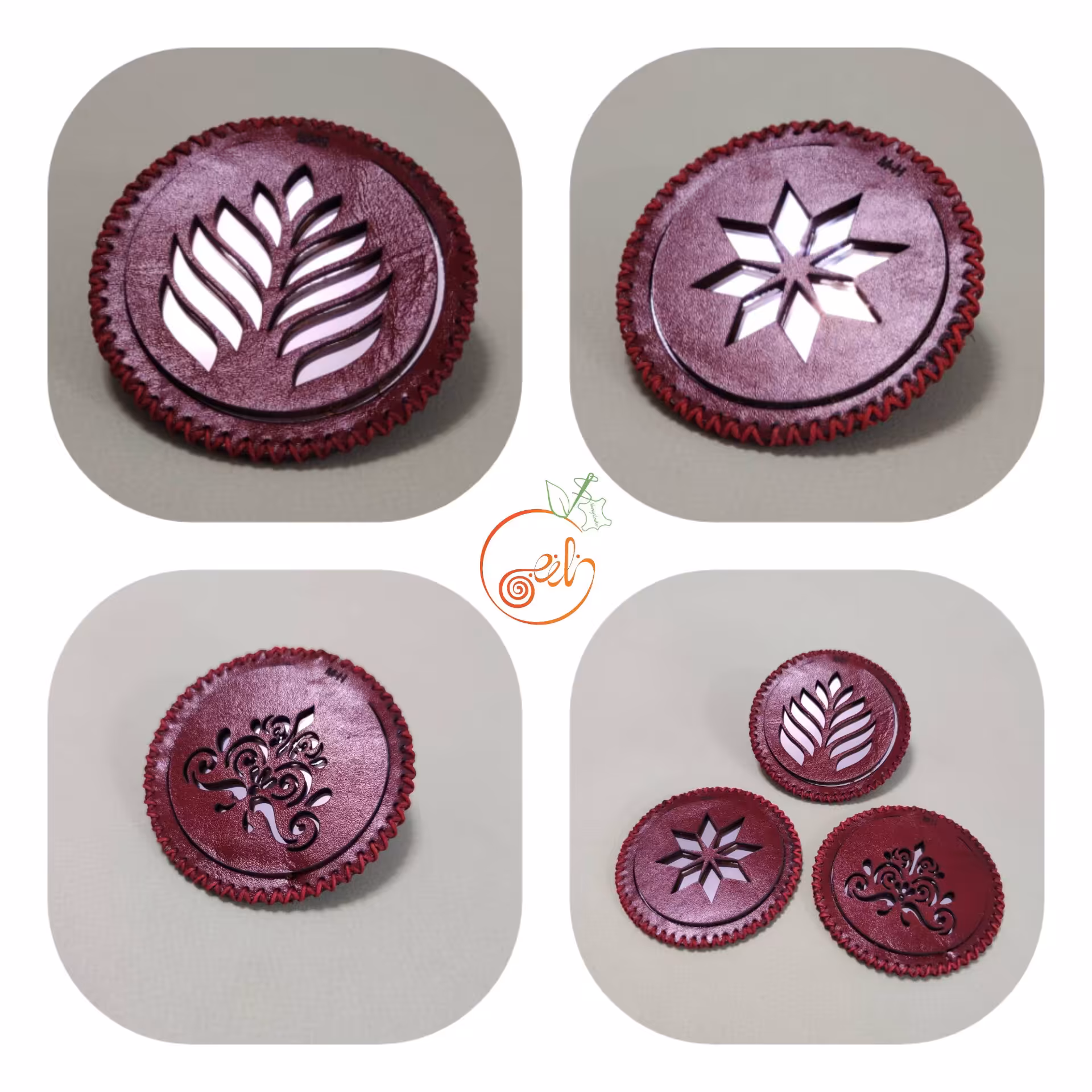 آیینه چرم 100 درصد طبیعی گاوی دارای ضمانت نخ موم زده با بهترین کیفیت دست دوز