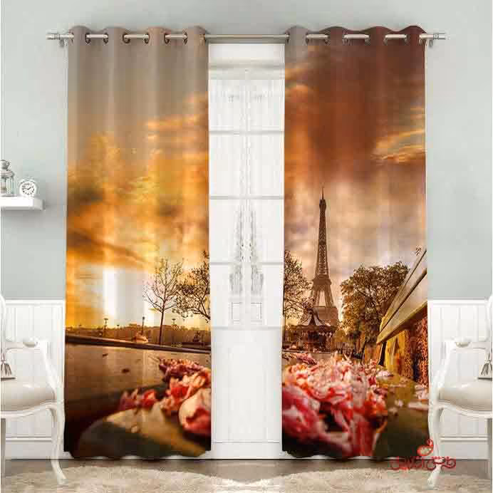 پرده 2عددی طرح برج ایفل کد 2805