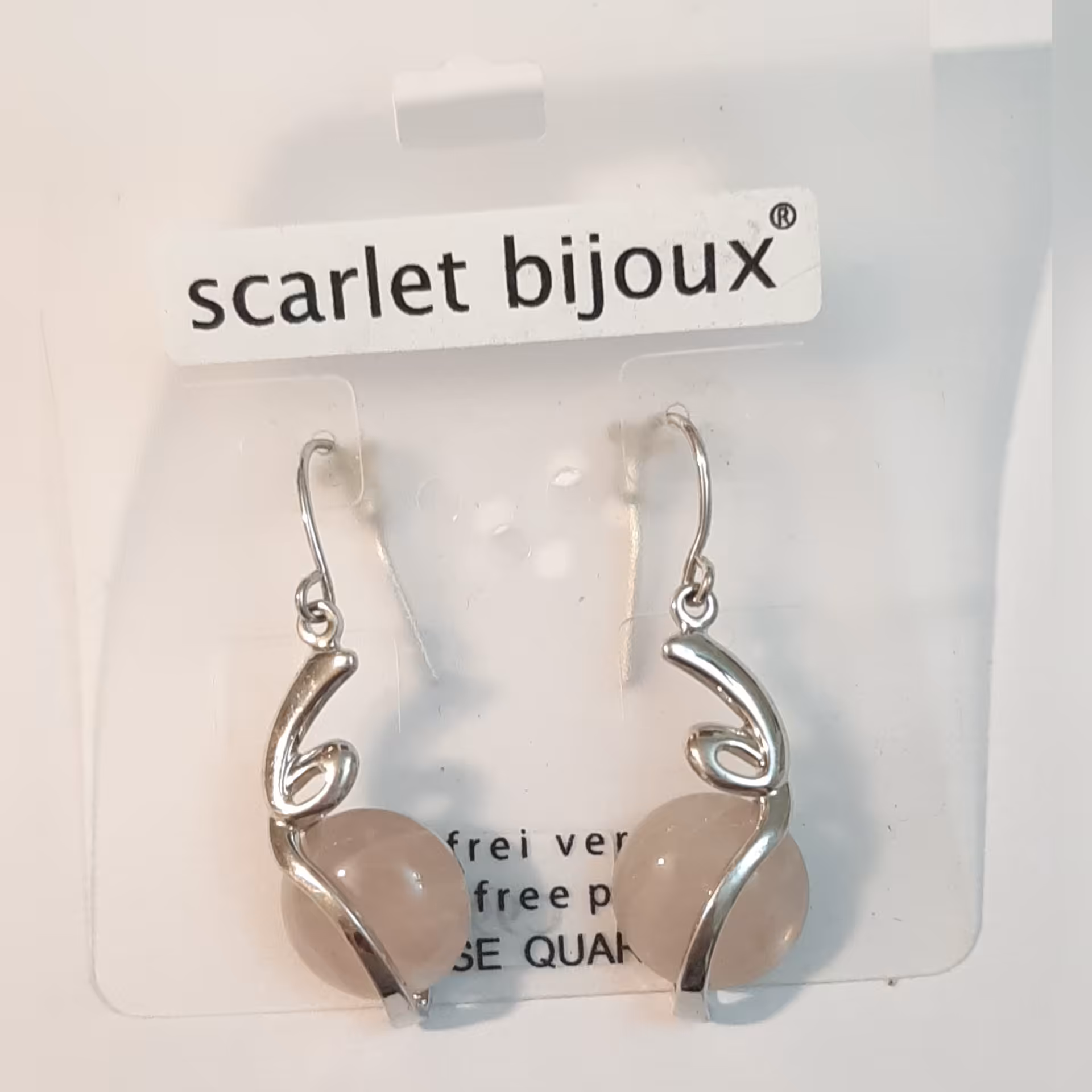 گوشواره آویز  با سنگ صورتی اسکارلت بیژوکس آلمان کد 1006 (ارسال رایگان )