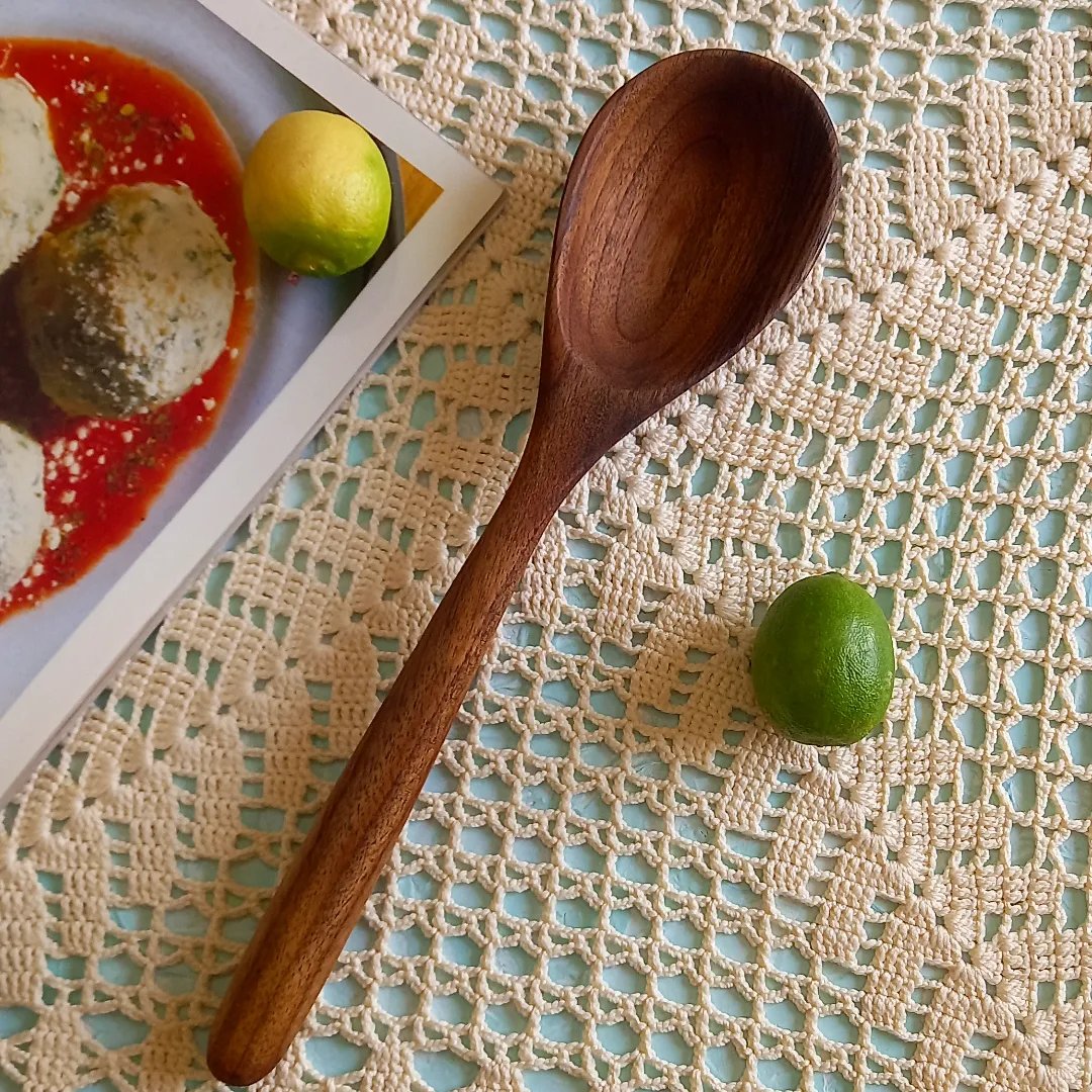 قاشق ملاقه چوبی دستساز بارلی مناسب جهیزیه عروس چوب گردو 26 سانتی