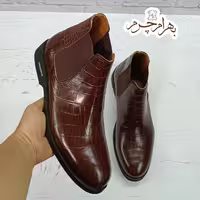 نیم بوت مردانه اسپرت چرم طبیعی کوین قهوه ای حراج تک سایز 