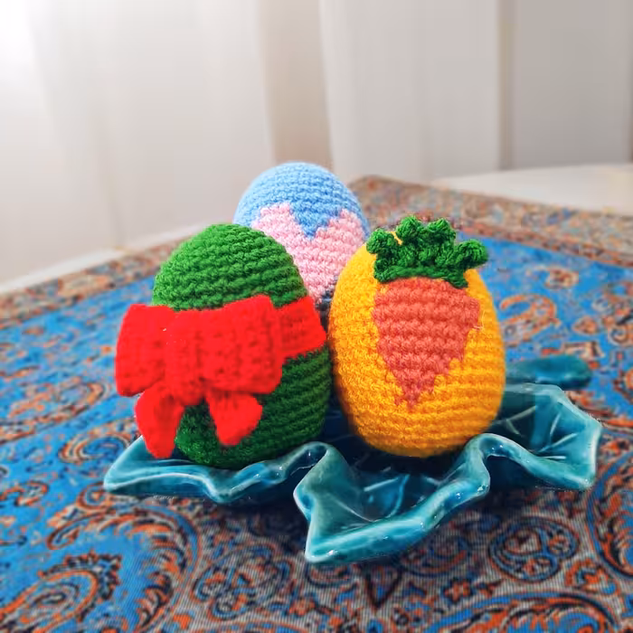 تخم مرغ رنگی قلاب بافی(سفره هفت سین)(هفت سین)(تخم مرغ رنگی)دانه ای 30هزار تومن