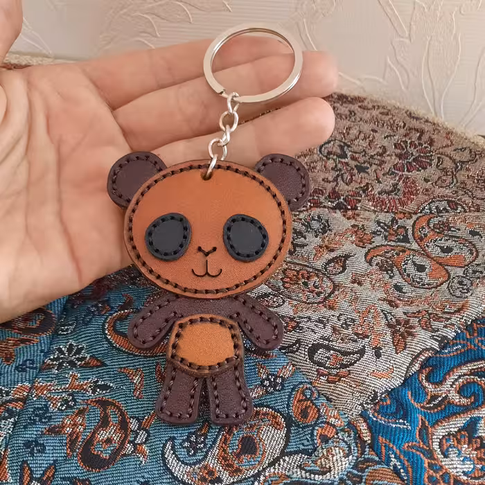 جاکلیدی طرح خرس چرم گاوی کد346