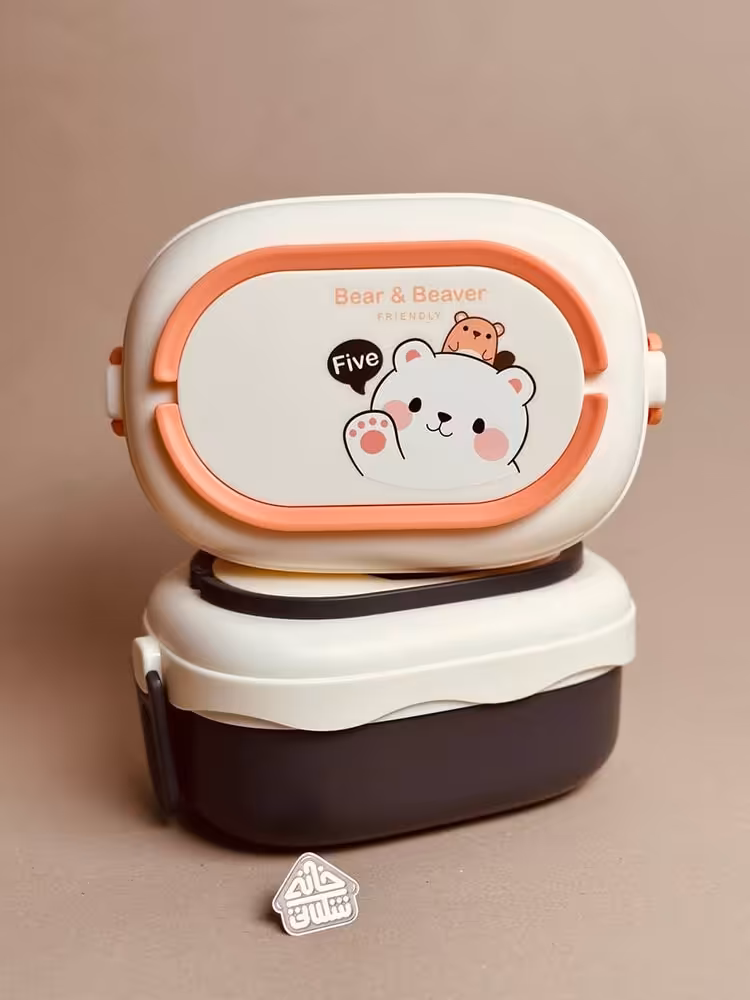 ظرف غذا دسته دار پاندا و خرس کد002065