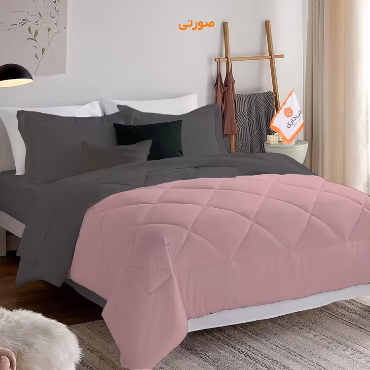 سروس روتختی چیداری مدل دورو دونفره  رنگ صورتی و طوسی تیره