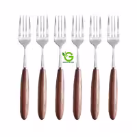 چنگال استیل دسته چوبی برند یونیورس بسته 6 عددی کد Gw50603008