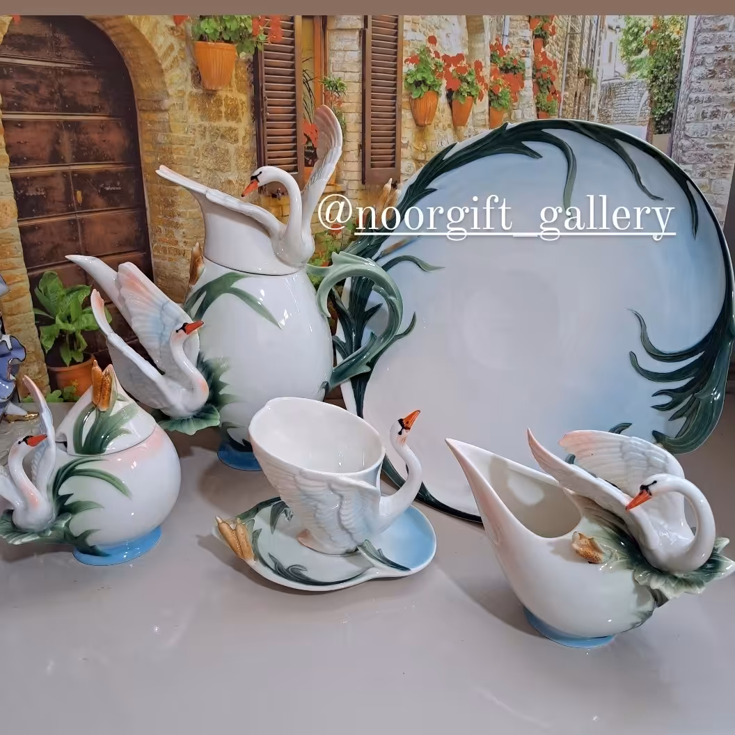 سرویس چایخوری طرح قو خارجی ایتالیایی کم یاب خاص پسندان ارسال پسکرایه 