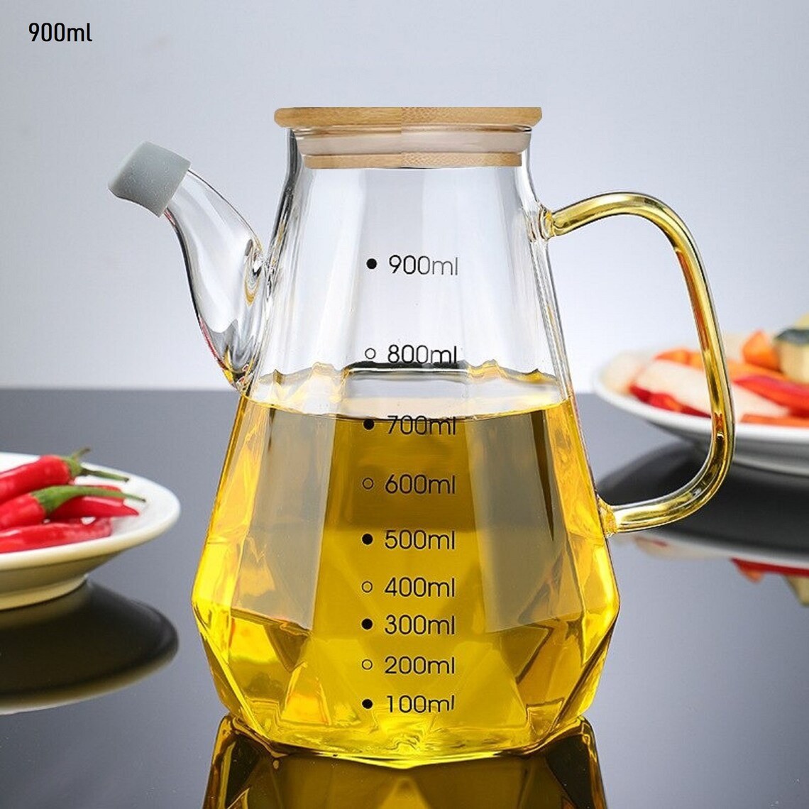 جای روغن ظرف روغن و سرکه و آبلیمو  900 میلی لیتر بامبو پیرکس کد Gw51301044
