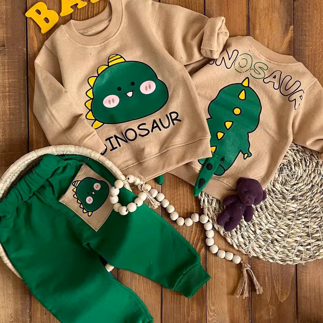 بلوز شلوار دایناسور تو کرک دورس ضخیم باکیفیت تک رنگ 4 سایز 35 40 45 50