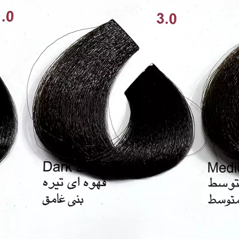 رنگ قهوه ای تیره 30 ،رنگ مو کم آمونیاک پیلون و یک عدد اکسیدان | amazonchi