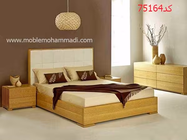 سرویس خواب ام دی اف کد75164شامل تخت/پاتختی/دراور/قاب اینه