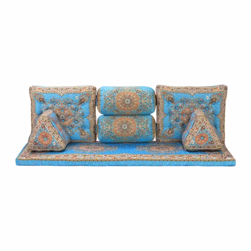 ست شاهنشین 7تکه طرح افشار آبی تراکم240