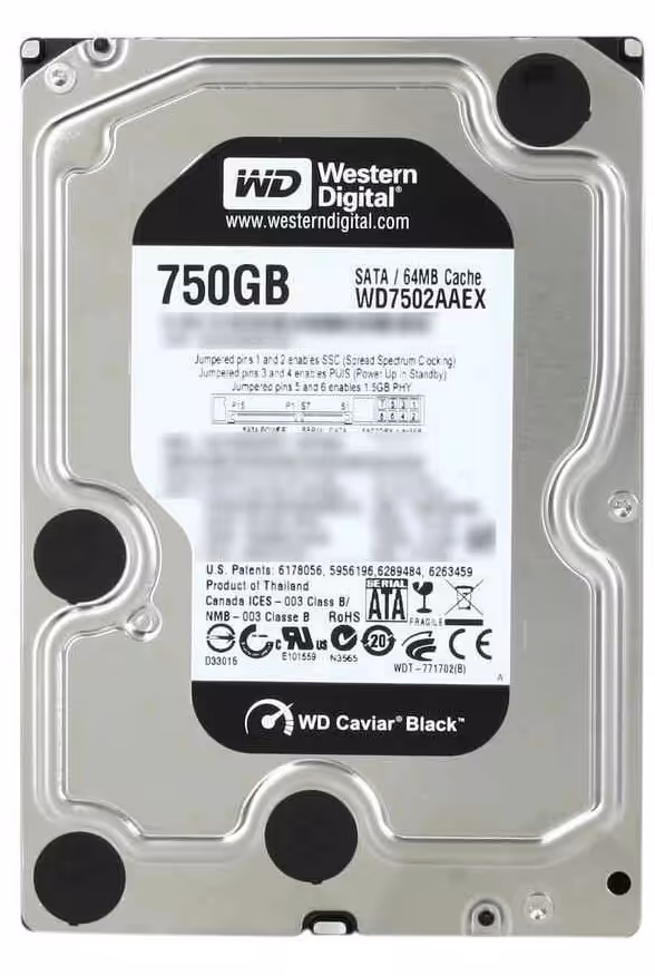 هارد اینترنال وسترن دیجیتال بلک مدل WD7502AAEX با ظرفیت 750 گیگابایت