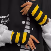 دستکش کلاسیک لاانگشتی راه راه زرد مشکی