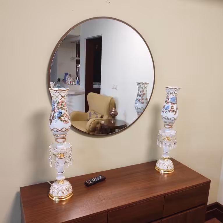 اینه گرد قاب چوبی (پس کرایه)