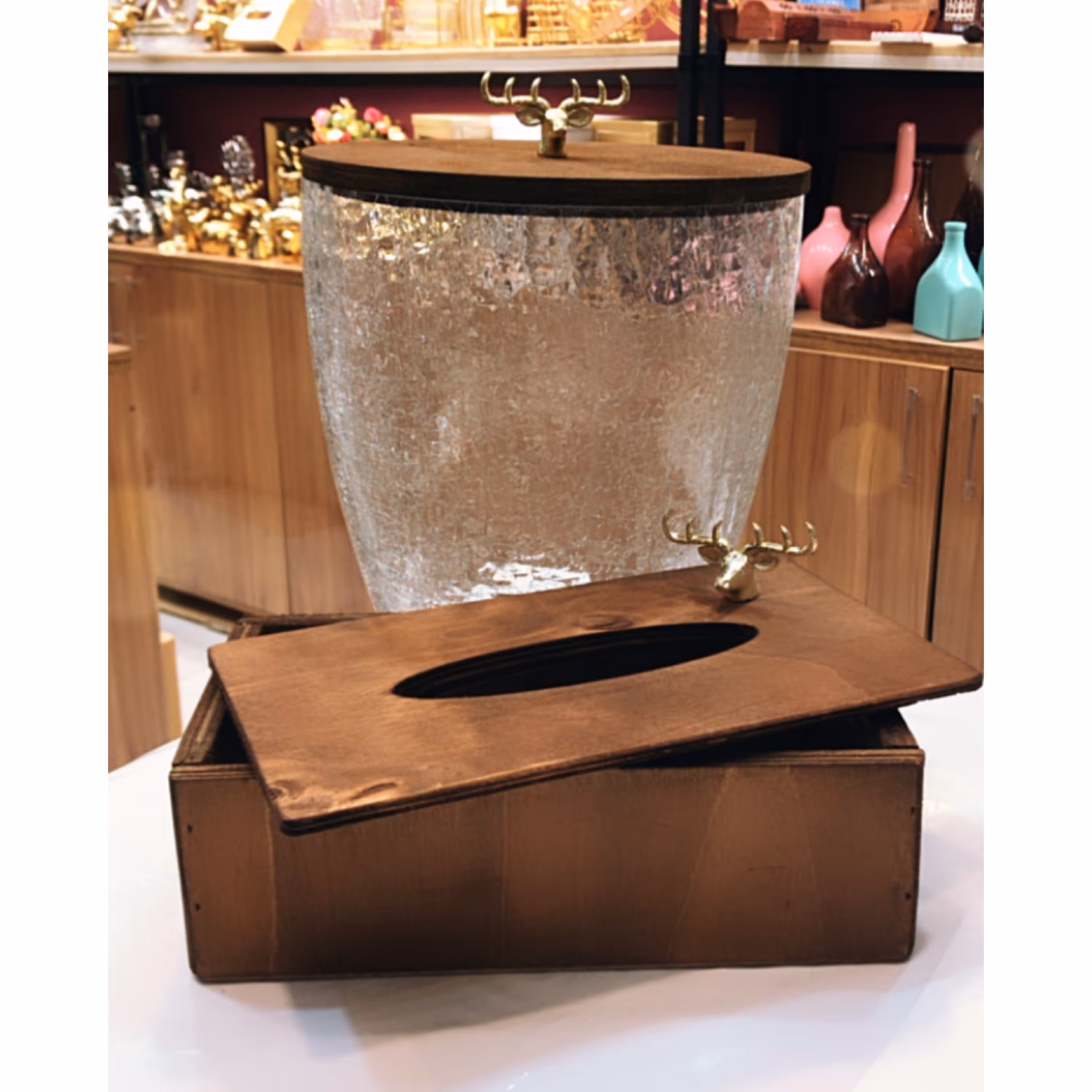 ست سطل و جادستمال کاغذی چوبی طرح تَرَک