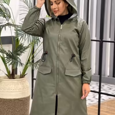 بارانی کلاهدار چرم صوفیا