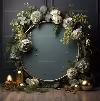 بک دراپ عکاسی با حلقه گل های سبز | گرافیک با طعم تربچه