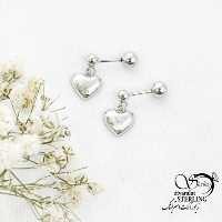 پیرسینگ نقره گوش آویز قلب آینه ای کد 16876