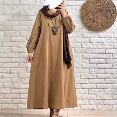 پیراهن زنانه مخمل کفتان گلدوزی پرنیا مدل گلدوزی شده سرآستین ساده بدون کش