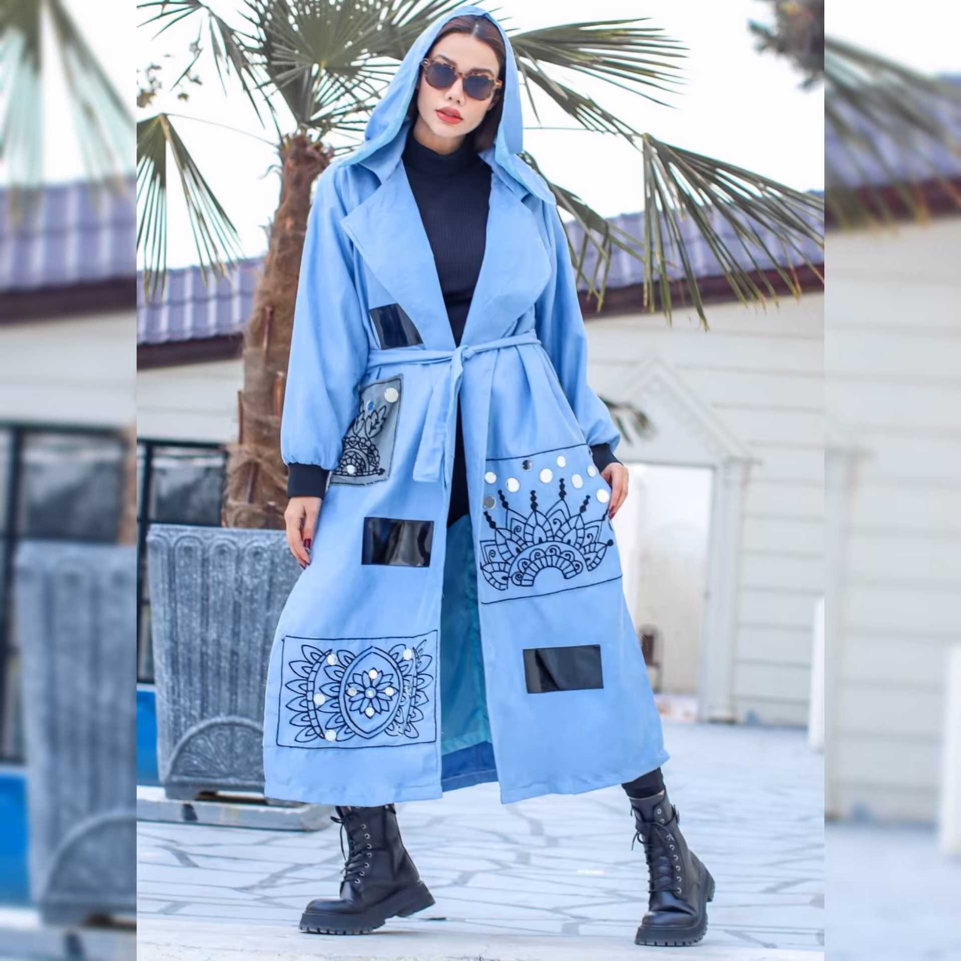 مانتو بارونی آستردار جنس میکرو آیینه دوزی فری سایز 38 تا 48