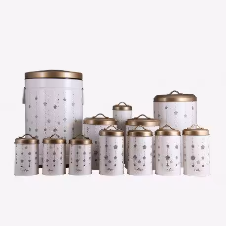 سرویس آشپزخانه 12 پارچه فانتزی مدل توپی کرم یونیک 8037