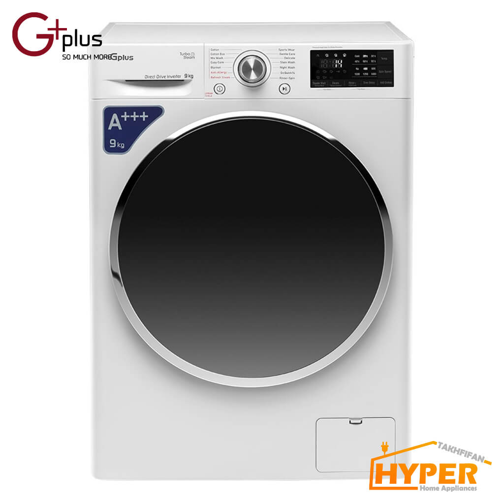 ماشین لباسشویی جی پلاس GWM-L990SW سفید 9 کیلویی