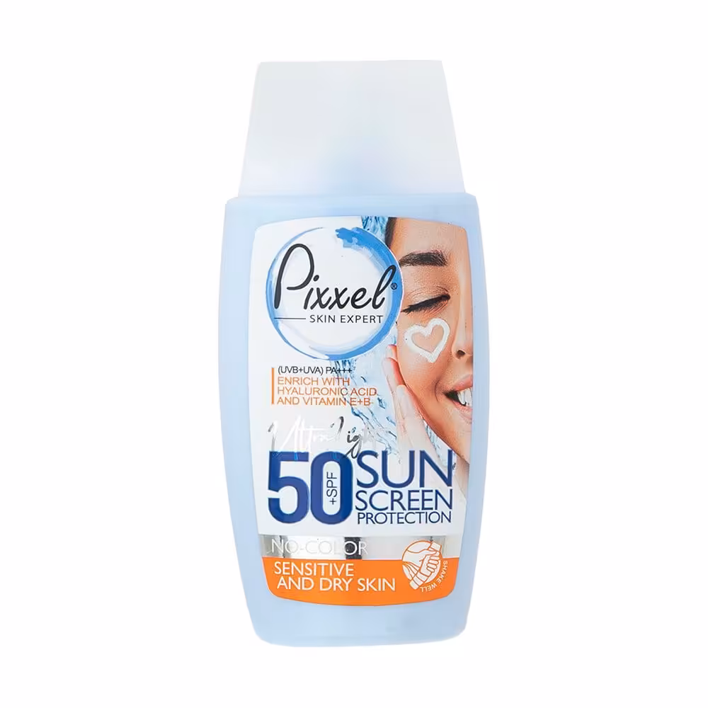 ضد آفتاب فلوئید بی رنگ پیکسل SPF  50 مناسب پوست خشک تا نرمال و حساس