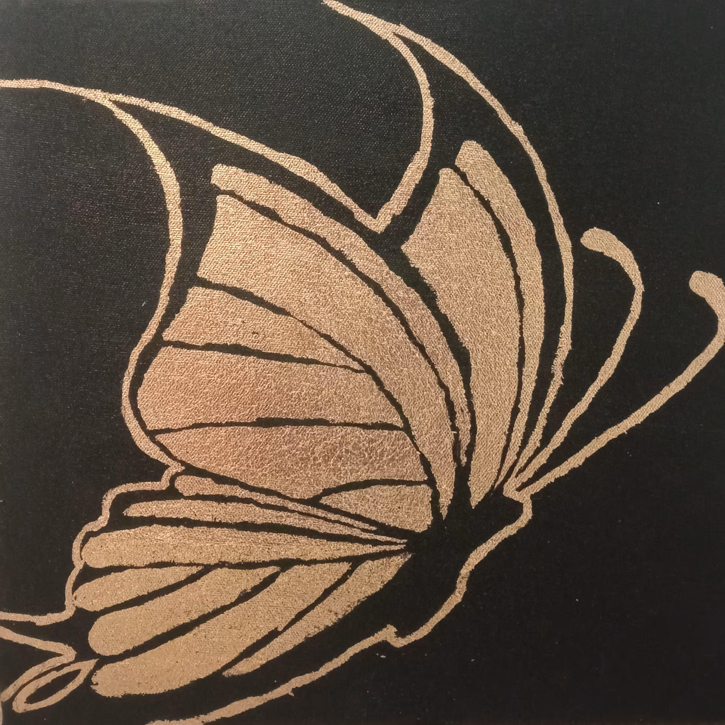 تابلوی ورق طلا طرح پروانه 20 در 20 دست ساز 