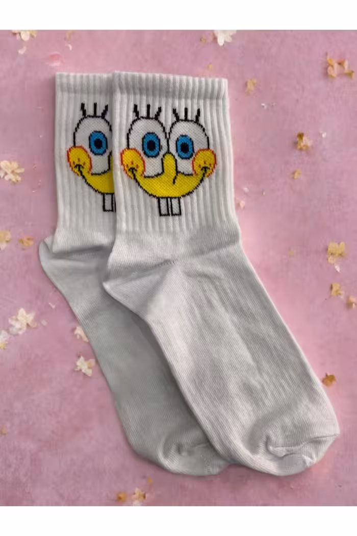 جوراب سفید مردانه و زنانه تنیس کالج 6 قطعه کارتونی Forever