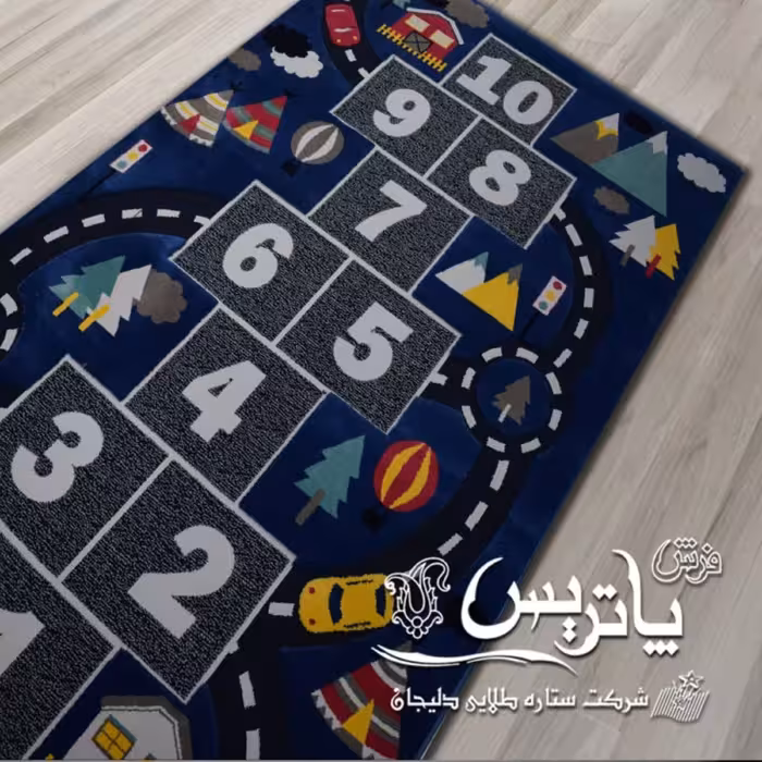 فرش پاتریس  فرش گلیم کودک 400شانه طرح کارتینگ آبی سایز کناره یک در یک ونیم متری