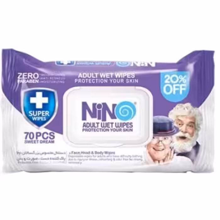 دستمال مرطوب دست و صورت بزرگسالان درب دار نینو(موجودی بگیرید )